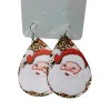 Unbranded Santa Claus w/ Leopard Print Double Sided Christmas Earrings
