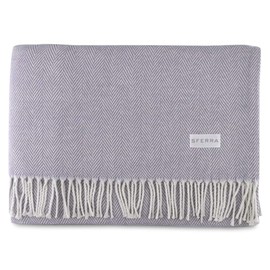 SFERRA Celine Herringbone, 100% Cotton Throw Blanket - Lilac