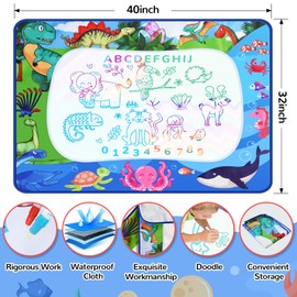 Water Doodle Mat 40 x 32 Inch Painting Doodle Toddler Toys, Water Drawing Mat, Large Magic Drawing Doodling Mat Educational Toys for Kids Age 3 4 5 6 7 Toddler Boys Girls Christmas Birthday Gifts