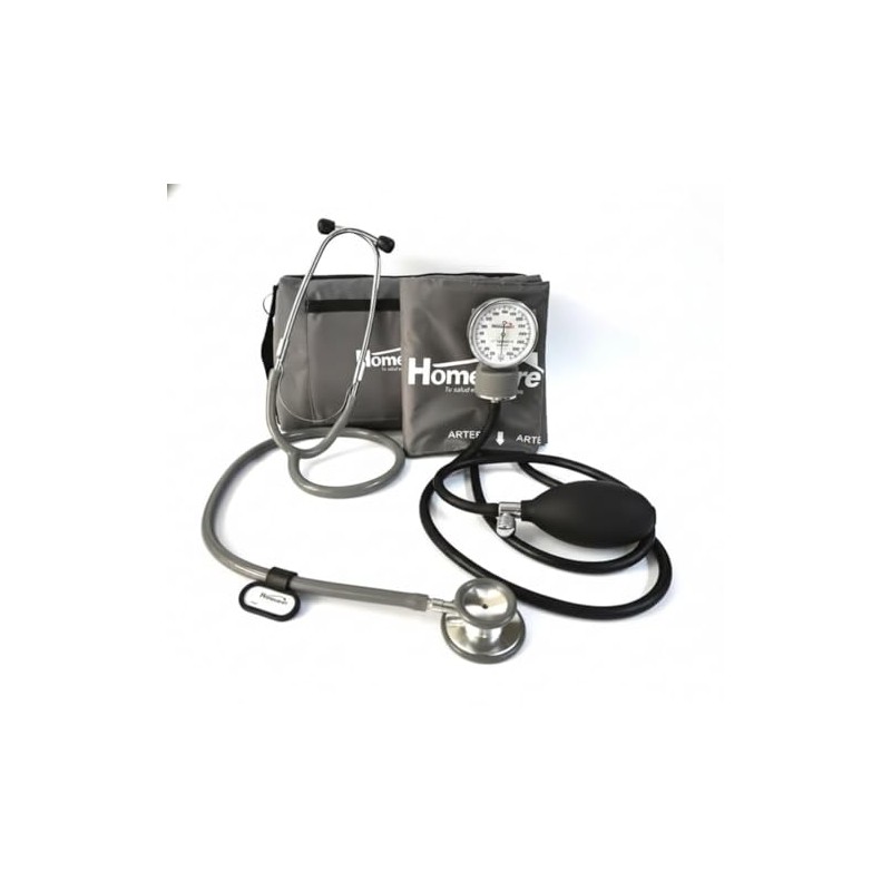 Homecare Kit Baumanómetro con Estetoscopio Duplex- Color GRIS 100% Preciso