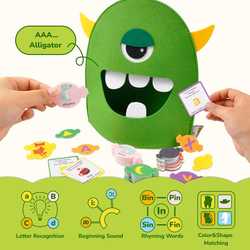 CHEFAN Alphabet Learning Toy,The Alphabet Monster,Letter Recognition Matching Game,Montessori Preschool