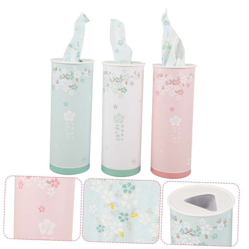 OATIPHO 3pcs Car Tissues Cylinder Box Stylish Travel Facial Wipes