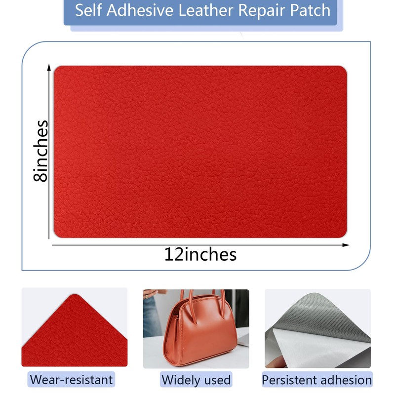 Self Adhesive Leather Repair Patch, Red Vinyl Repair Patch Kit