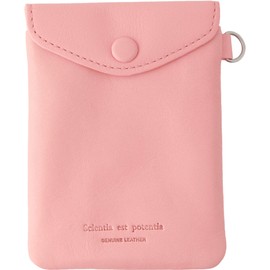 SLIP-ON NSL-3402-CPK Key Coin Pass Pouch, Noir, Genuine Leather, Coral Pink