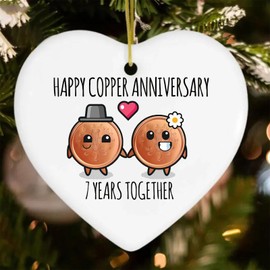 DWUENT 7st Wedding for Husband, Wife - 7 Years Together - White Acrylic Heart Plaque for Women, Men, Partner - 7.3 * 6.8 * 0.3cm Heart Sign Keepsake