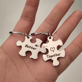 Couples Gifts Keychains for Boyfriend and Girlfriend Better Together Key Chain for Husband and Wife Puzzle Keychain Set for Couples Anniversary Birthday Gift Keyring