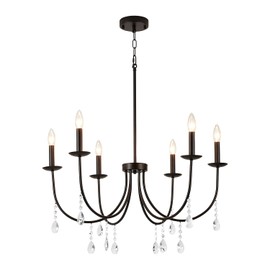 BAVGARI Black Chandelier Light Fixture,Black Dining Room Light Fixture,Black Farmhouse Chandelier, Black Crystal Chandelier,Chandelier for Living Room Foyer,Matte Black Chandelier