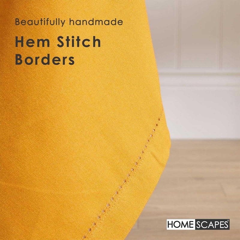 HOMESCAPES Yellow Table Cloth, Plain Cotton Tablecloth, Large Rectangular, Handcrafted