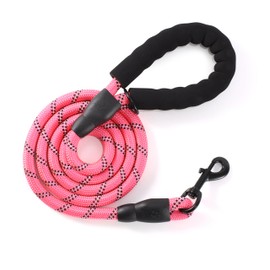 Vimfashi Heavy Duty Dog Leash with Comfortable Padded Handle and Highly Reflective Threads Pet Leashes for Medium or Large Dogs 5 FT Pink