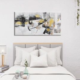 Abstract Canvas Wall Art Wall Decor Pictures Maximalist Home Decor Wall Art Prints Black Gold Modern Artwork for Living Room Wall Bedroom Kitchen Office Decor Ready to Hang 20"×40"