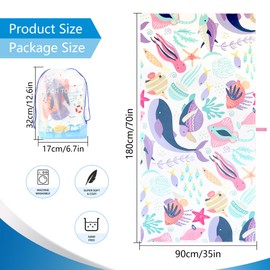 LEcylankEr XXL Beach Towel 180 x 90 cm Microfibre Beach Towel for Men Women Anti-Sand Quick Drying Beach Towel Large for Beach / Poolside / Beach Chair (Sea Life)