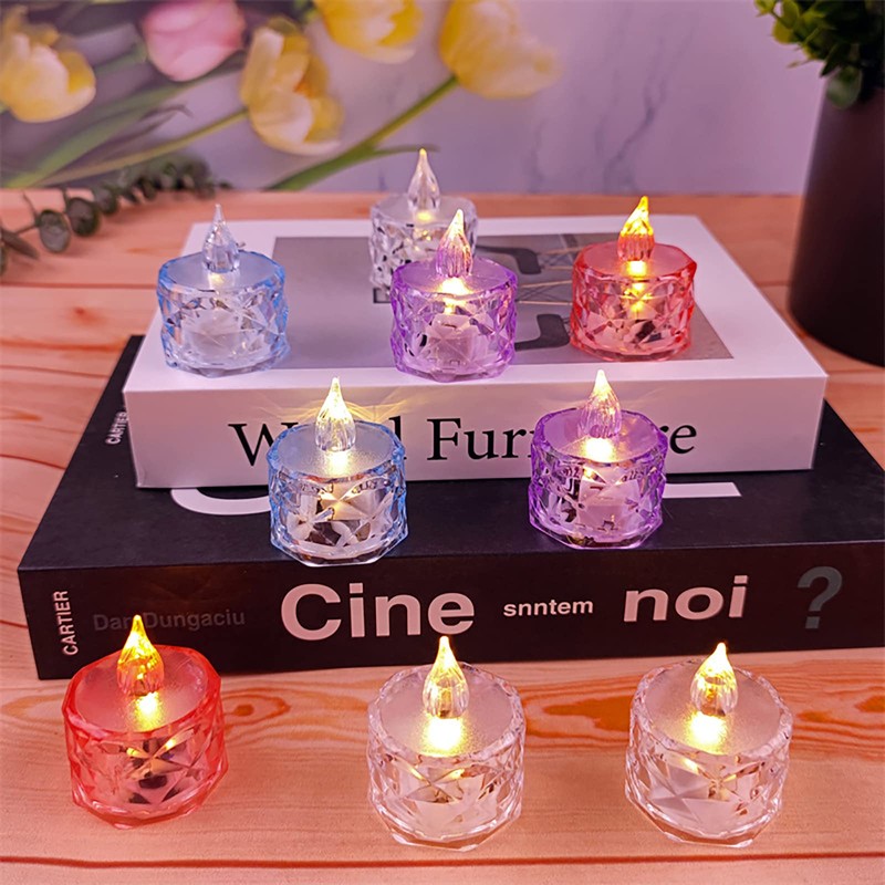 Gouccpu 12pack LED Crystal Candle Light Table Centrepiece Flameless Candles