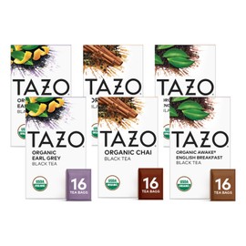 TAZO Tea Bags, Regenerative Organic: Chai Black Tea, Awake English Breakfast Black Tea, & Earl Grey Tea 16 CT (2ea) (Variety Pack)