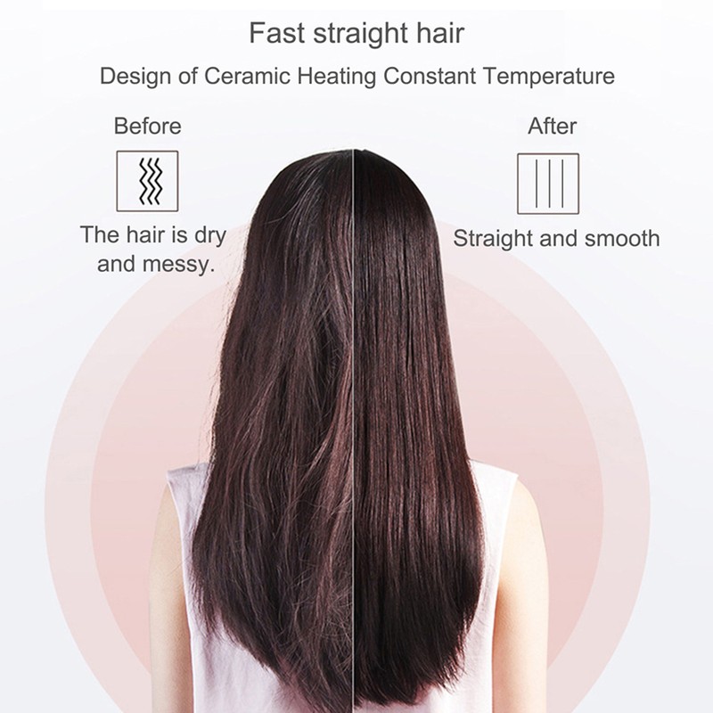 Electric Hair Straightener Comb Anti Scald Beard Straightener Brush (Black