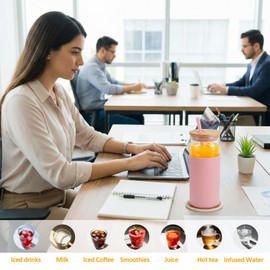 Tronco 24 oz Glass Tumbler with Lids and Straw, Reusable Iced Coffee Cup & Smoothie Cup with Bamboo Lid, Silicone Sleeve, Dishwasher Safe, BPA-Free Borosilicate Glass, 1 Pack