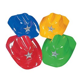 Fun Express Plastic Cowboy Hats - Bright Colors for Western Party Supplies Costumes - Themed Events & Celebrations - Perfect for Birthdays Festivals & Costume Parties - Multi-Color - 12 Pieces