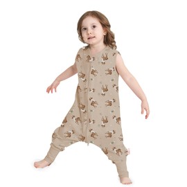 Toddler Sleep Sack with Feet TOG 0.5 Baby Wearable Blankets with Legs Sleeveless Baby Sleeping Bag for Boys Girls, 2 Pack (Deer + Hedgehog, S (6-18 Months))