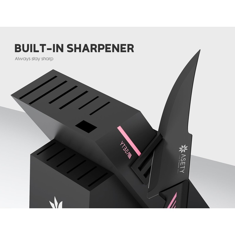 Knife Set - 15 PCS Kitchen Knife Set with Built-in