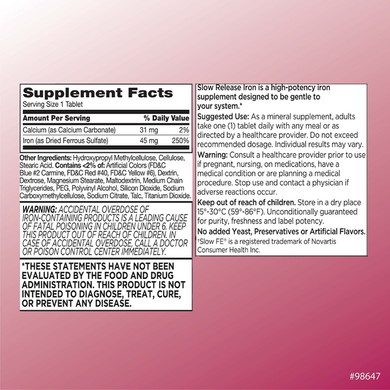 Quality Choice Iron High Potency Slow Release Tablets, 45mg, 60