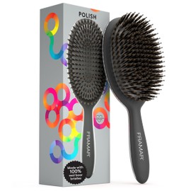 FRAMAR FRAMAR Soft Boar Bristle Hair Brush - Boars Hair Brush For Women, Boar Bristle Brush For Fine Hair, Boar Brush For Fine Hair, Boar Hair Brush Women, Natural Bristle Hair Brush Boar Bristles C Black