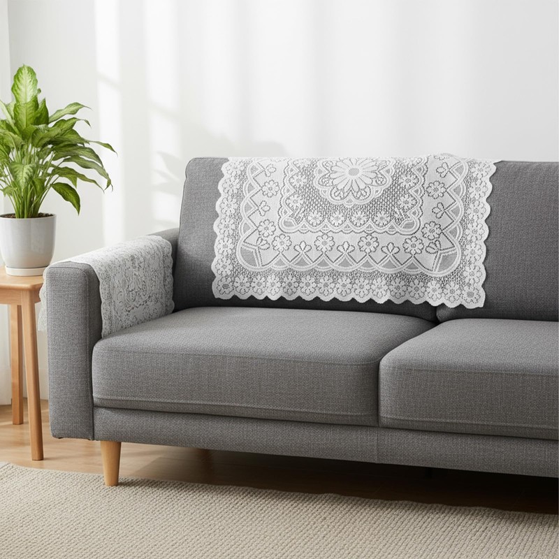 LXUEJIE Lace Tablecloth, 35.4 x 35.4 Inch Square White Lace