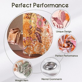 bsheuancek Woodiggie Boho Floral Shower Curtain for Bathroom,Bohemian Flowers Colorful Shower Curtain with Hooks,Polyester Fabric Shower Curtains Machine Washable Waterproof Bath Decor 72" x 72"