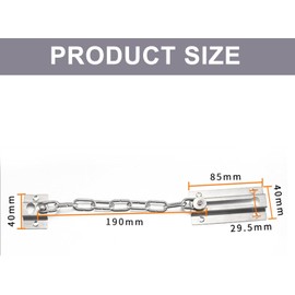 Stainless Steel Door Lock Chain - Door Chain for Front Door - Chain Lock with Screws - Spring Anti-Theft Snap Lock - Sliding Bolt Guard - for Home & Hotel Security