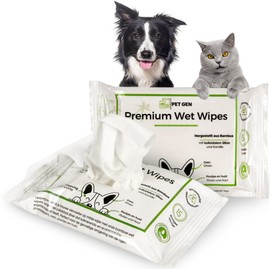 TraumaPet Premium Wet Wipes for Dogs & Cats - Moist Cleaning Wipes with Chamomile & Silver - Cleaning Wipes for Sensitive Areas - Pack of 15 | Wet Wipes Dog & Cat