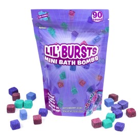 Tub Works Lil' Bursts Mini Bath Bombs for Kids, 90 Count, Cosmic | Nontoxic | Tiny With A Burst of Color, Foam & Bubbles | Customize With Fun Colors | Create Bath Art