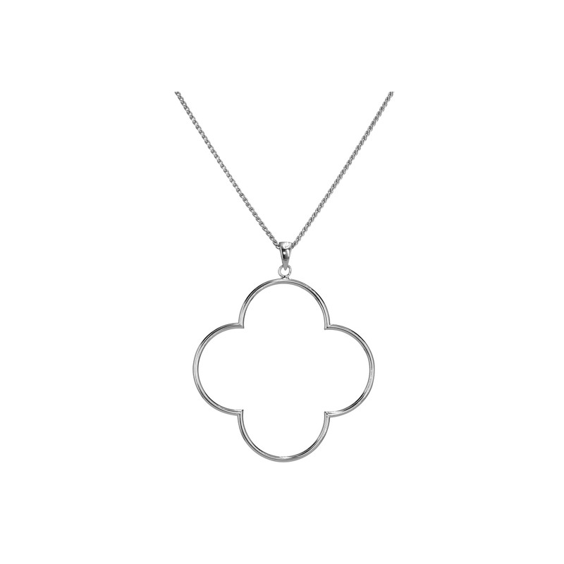 SILBERMOOS Women's Large Pendant Flower Clover Shiny 925 Sterling Silver,