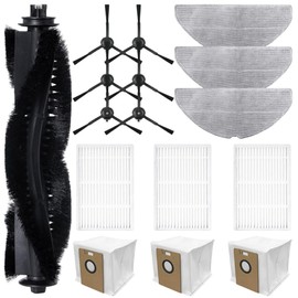 Replacement parts for Tapo RV30 Max Plus / RV30 Max / RV20 Max Plus / RV20 Max robot vacuum cleaners 1 main brush 6 side brushes 3 dust bags 3 Mop Pads 3 HEPA filter parts (16 pack)