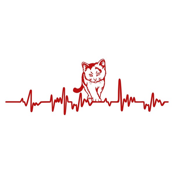 Finest Folia K150 Carmine Red 17 Cats Decorative Heart Sticker