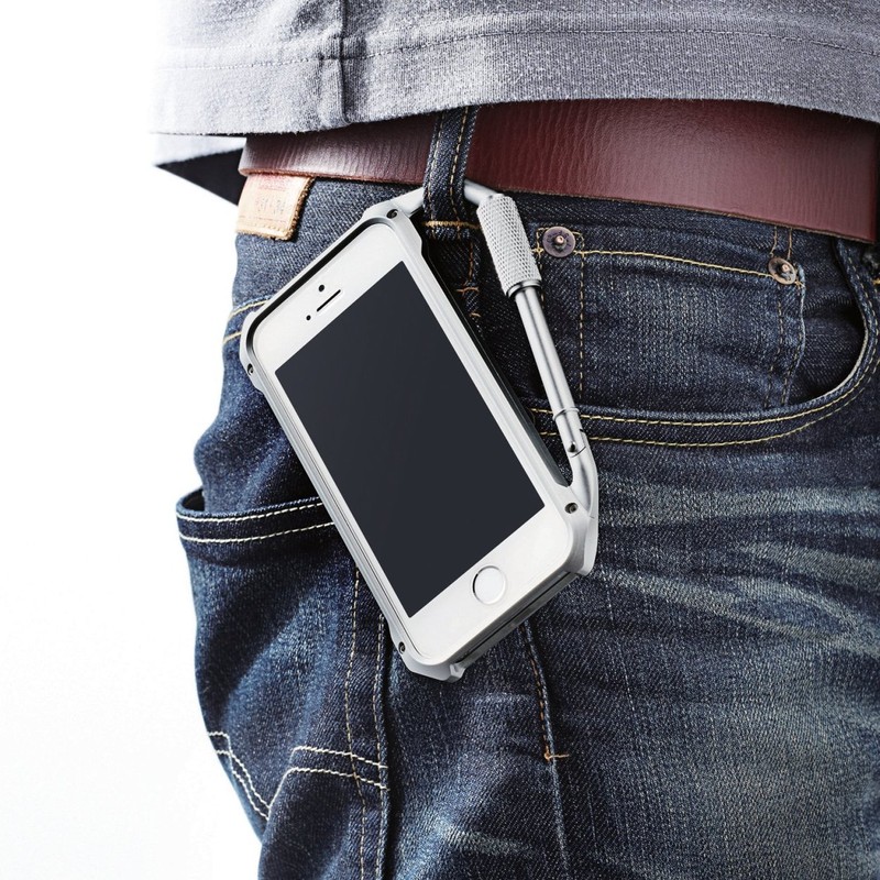 ELECOM iPhone5 5s用カラビナバンパーケース シルバー 保護フィルム付 PS-A12ALBKSV