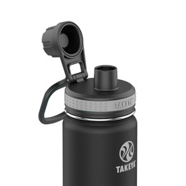 Takeya Originals 18 oz Vacuum Insulated Stainless Steel Water Bottle with Spout Lid, Black