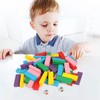 KABENFIS Wooden Building Blocks Colourful Tower Game with Storage Bag