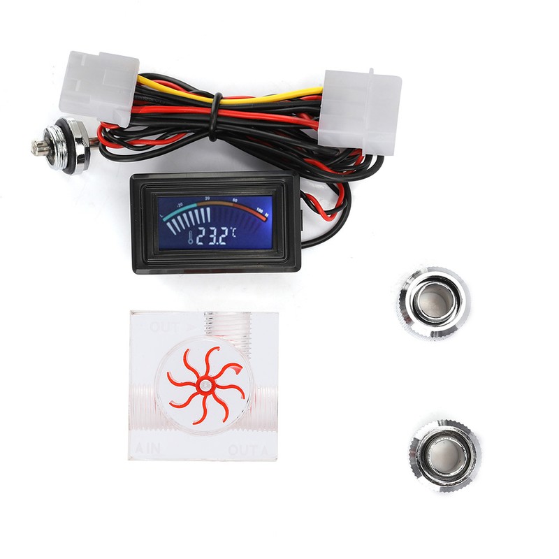 Computer Water Cooling Thermometer Flowmeter Set for Tubes / Connectors
