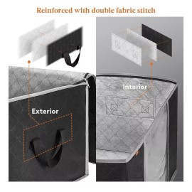 Lifewit 3PCS Large Capacity Clothes Storage Bag Organizer with Reinforced Handle 90L Bla