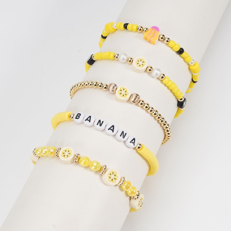 Briutn Banana Beaded Bracelet Yellow Bohemian Fruit Friendship Bracelets for