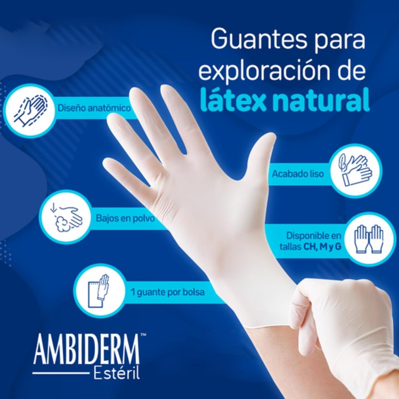 AMBIDERM 100 Guantes AMBIDERM ESTERIL (Chico) Ligeramente LUBRICADO