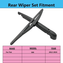 Rear Wiper Blade Arm Set Replacement for FIAT 500 2012-2019 Back Glass Wipers, Factory OE Style Rear Windshield Wiper Arm & Wiper Blade 68079869AA