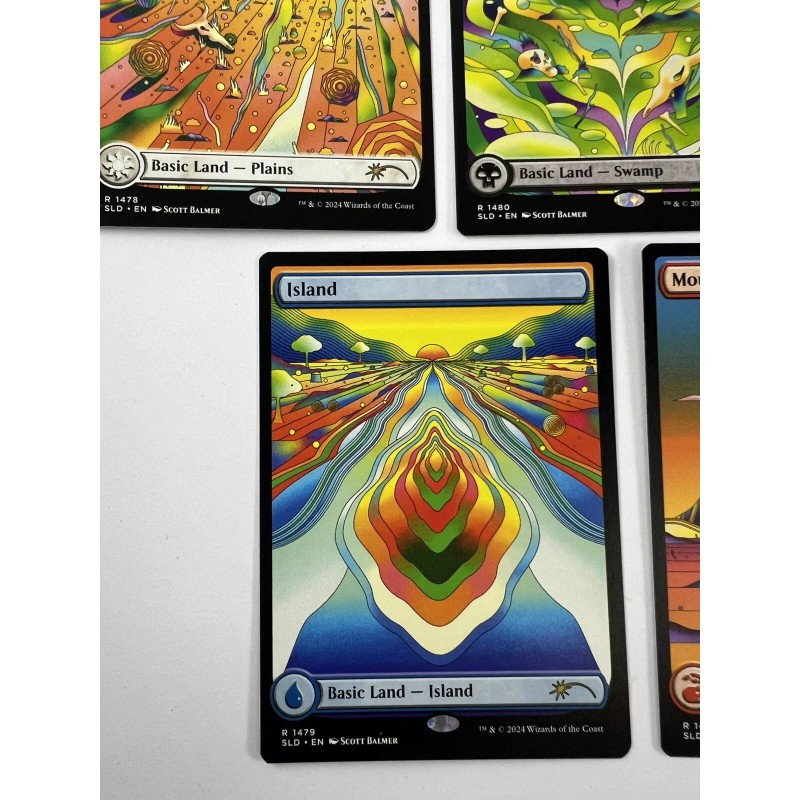 5 MTG Secret Lair Strange Sands Island Mountain Swamp Plain