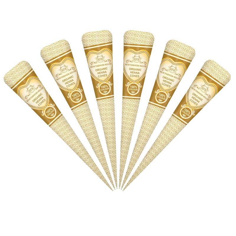 6pk Individual Cones 100% Organic Henna Mehindi Cones Ready To