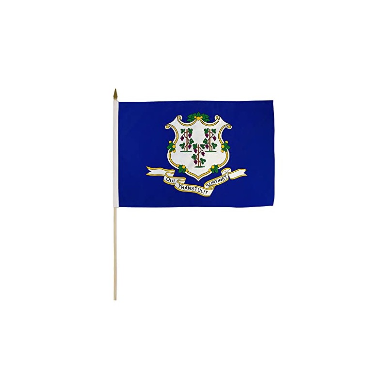 Connecticut 12x18in Stick Flag - 1 dozen pack