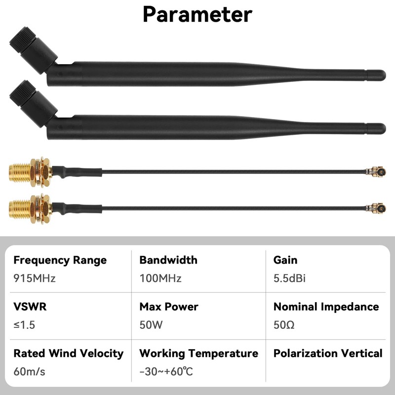 YELUFT 2pcs 868MHz LoRa Antenna 5dBi Gain Omnidirectional SMA Connector
