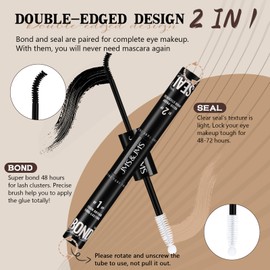 JMS&JMS Lash Bond and Seal Waterproof 10ML Lash Cluster Glue Mascara for Long Lasting Lash Extension Glue Black (5ml+5ml)