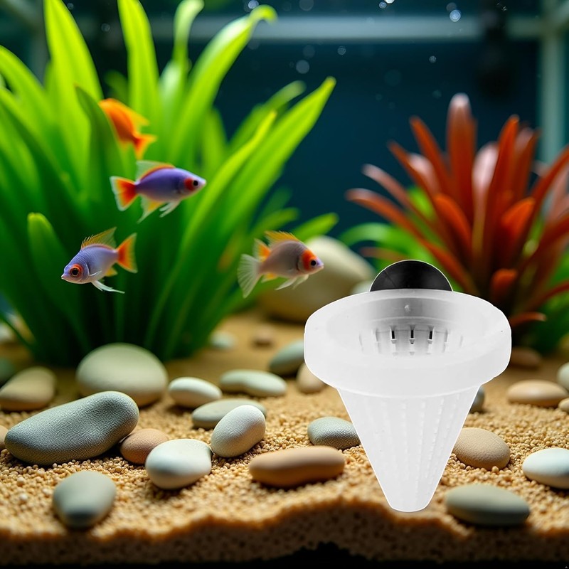 1 Pc White Cone Shape Aquarium Red Worm Fish Feeder