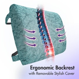 Ambesonne Teal Lumbar Back Support Pillow, Ink Drawing Inspired Intertwined Tree Branches Buds and Leaves in Abstract Design, High Density Foam for Office Chairs Car Seats, 14" x 13", Turquoise Teal