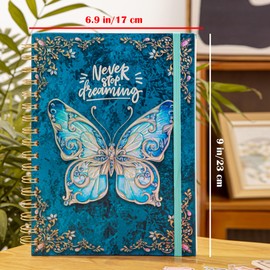 Spiral Notebook College Ruled Journal for Writing B5 3D Butterfly Notebooks Writing Journal for Women with Elastic Closure Band 192 Pages Lined Paper for School Office