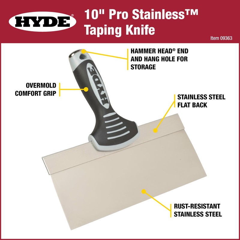 Hyde 09363 9363 Taping Knife, 10-Inch, Blue Steel