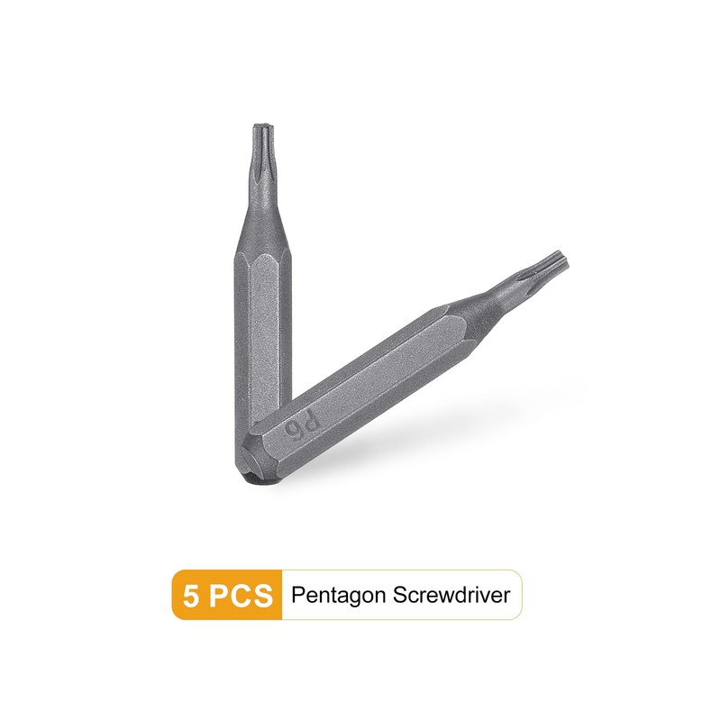 QUARKZMAN Pack of 5 P6 Pentagon Screwdriver Bit 5/32 Inch